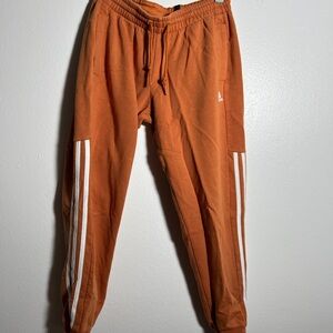 Adidas Burnt Orange Joggers with White Accents